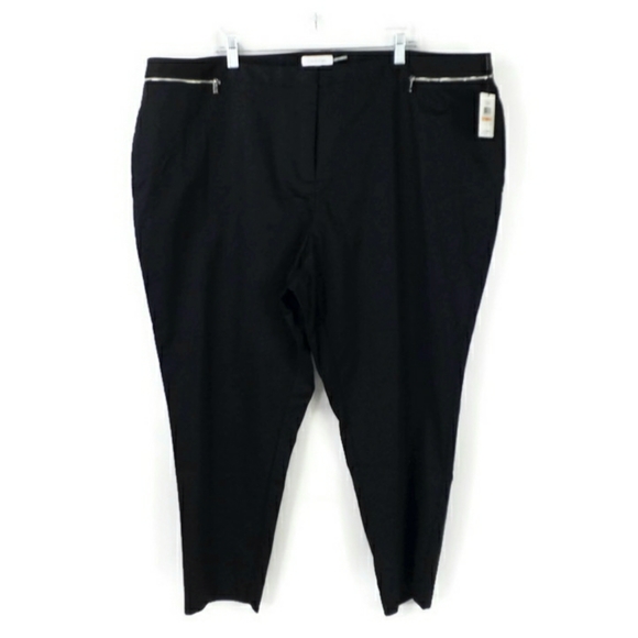 Calvin Klein Black Zip Pocket Stretch Tapered Leg Ankle Pants Womens Plus 24W - Picture 1 of 11